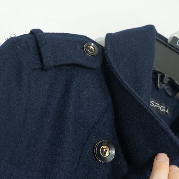Via Spiga Wool Military Coat Blue Navy Fit Flare Retro Academia Victorian Twee - Picture 8 of 14